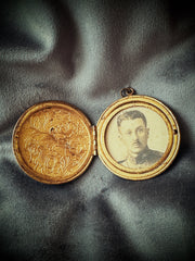 Brass Locket with Floral Engraving (Early 20th Century)