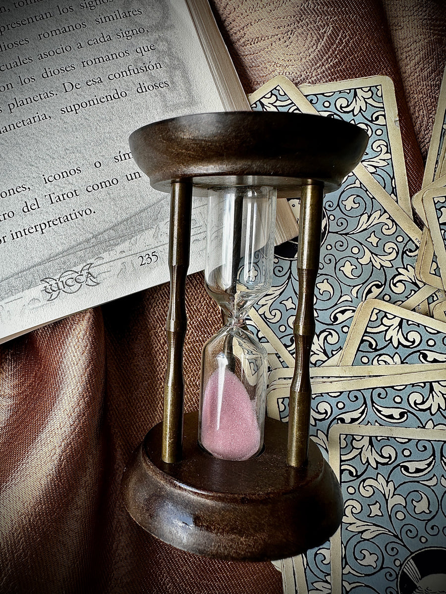 Wooden Zodiac Hourglass with Sun Motif (1.5 Minutes, Mid-20th Century)