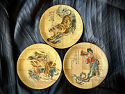 Set of 3 Hand-Painted Bamboo Wall Plates (Chinese, Mid-20th Century)