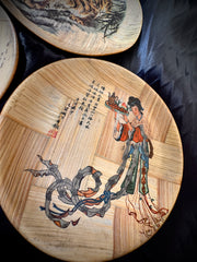 Set of 3 Hand-Painted Bamboo Wall Plates (Chinese, Mid-20th Century)