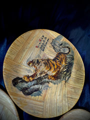 Set of 3 Hand-Painted Bamboo Wall Plates (Chinese, Mid-20th Century)