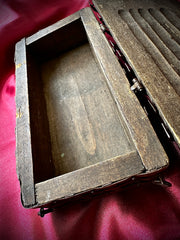 Miniature Armored Wooden Chest with Steel Bands (Late 19th – Early 20th Century)