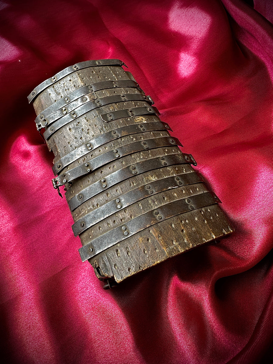 Miniature Armored Wooden Chest with Steel Bands (Late 19th – Early 20th Century)