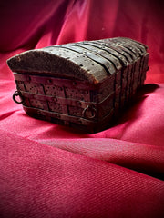 Miniature Armored Wooden Chest with Steel Bands (Late 19th – Early 20th Century)