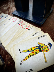 Vintage Canasta Card Set in Faux-Leather Book Case (Mexico, 1950s)