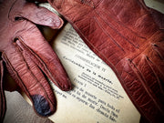 Vintage Child’s Leather Gloves – Reddish Brown (1940s–60s, XXS)